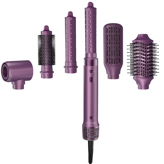 Mythsight StyleVibe™ 6-in-1 Multi-Styler, Blow Dryer Brush & Thermal Brush with Auto Wrap Curl L/R, Fast Drying, Smooth Blowouts, Root-Lift Volume, No Heat Damage Frizz-Free Air Styler with Travel Bag (Purple)