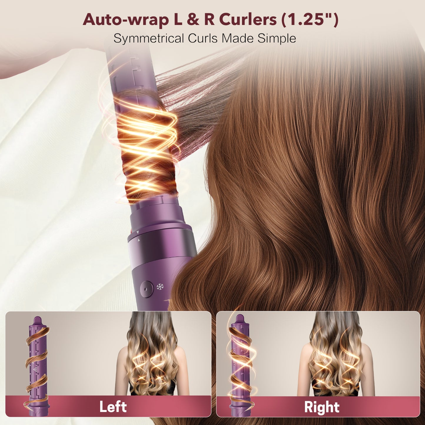 Mythsight StyleVibe™ 6-in-1 Multi-Styler, Blow Dryer Brush & Thermal Brush with Auto Wrap Curl L/R, Fast Drying, Smooth Blowouts, Root-Lift Volume, No Heat Damage Frizz-Free Air Styler with Travel Bag (Purple)