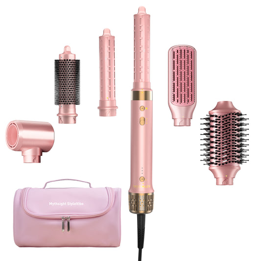 Mythsight StyleVibe 6-in-1 Air Styler, Hair Dryer & Blow Dryer Brush with Auto-Wrap Curl L/R, Fast Drying, Smooth Blowouts, Root-Lift Volume, No Heat Damage Frizz-Free Thermal Brush, Gifts for Women